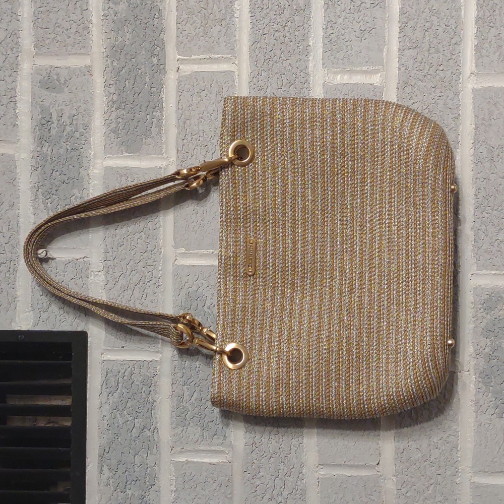 Eric Javits Women's Gold Handbag Tote Bag Purse Magnetic Closure